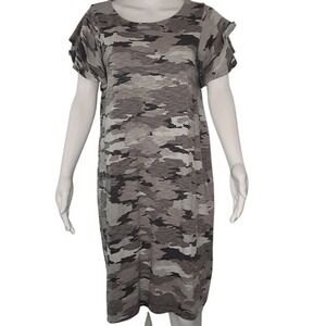 Isabel Maternity‎ Gray Camo Swing Dress